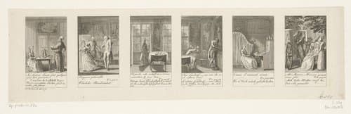 Zes voorstellingen uit Caroline von Lichtfield van Isabelle de Montolieu by Daniel Nikolaus Chodowiecki
