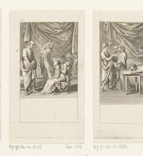 Volumnia en Virgilia smeken de goden om bescherming voor Marcius by Daniel Nikolaus Chodowiecki