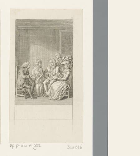 Dr. Lyster wijst Mr. Delvile erop dat zijn zoon het goed getroffen heeft met een vrouw als Cecilia by Daniel Nikolaus Chodowiecki