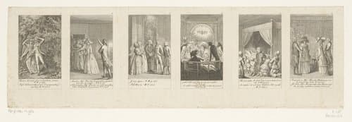 Zes voorstellingen uit Cecilia by Daniel Nikolaus Chodowiecki