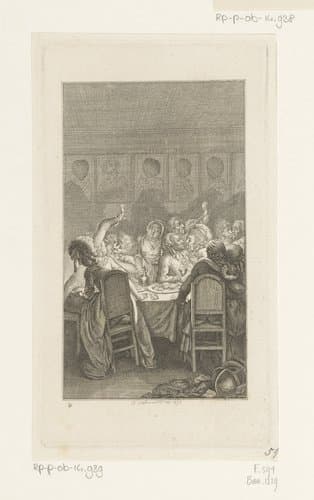 Uitbundig gezelschap in een bordeel by Daniel Nikolaus Chodowiecki