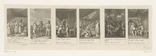 Zes voorstellingen uit de serie Berlijnse rages by Daniel Nikolaus Chodowiecki
