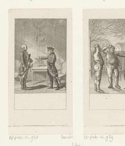 Frederik II verdrietig over de dood van prins Heinrich by Daniel Nikolaus Chodowiecki