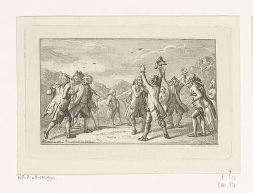 Elf hevig gesticulerende mannen in een landschap by Daniel Nikolaus Chodowiecki
