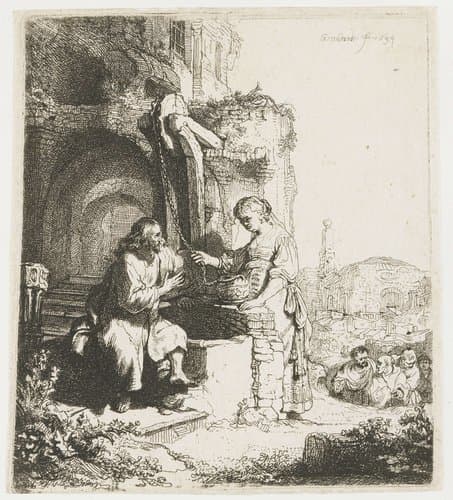 Christus en de Samaritaanse vrouw by Rembrandt van Rijn
