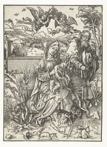 De Heilige Familie met drie hazen by Albrecht Dürer