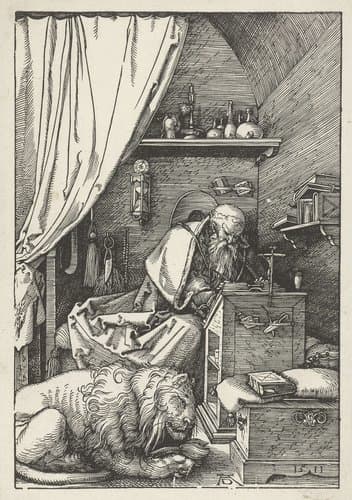 De Heilige Hiëronymus in zijn studeervertrek by Albrecht Dürer