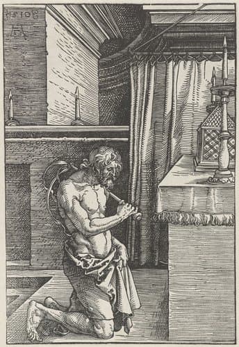 De boetvaardige man (koning David?) by Albrecht Dürer
