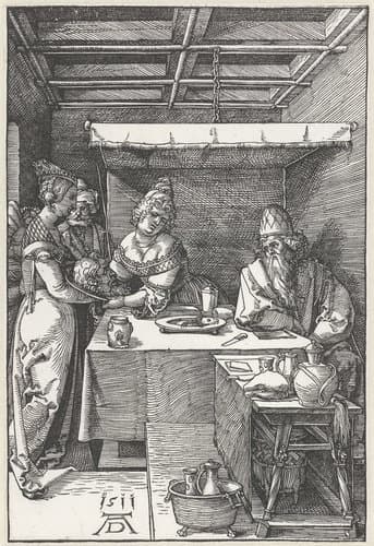 Herodias ontvangt het hoofd van Johannes de Doper by Albrecht Dürer