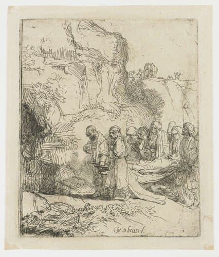 Christus ten grave gedragen by Rembrandt van Rijn