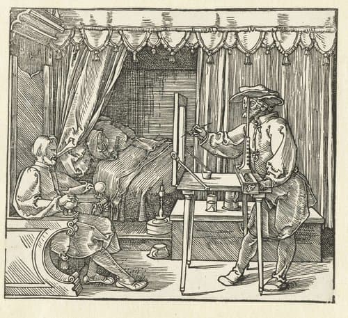 Een tekenaar tekent een portret by Albrecht Dürer