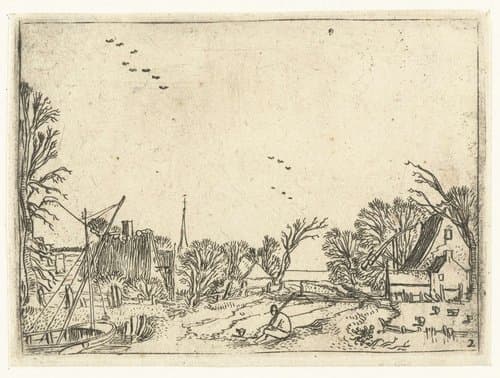 Dorp by Esaias van de Velde
