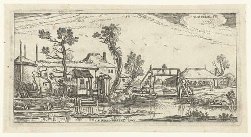 Boerderij aan een kanaal bij Haarlem by Esaias van de Velde