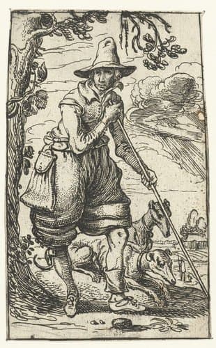 Jager met twee honden by Esaias van de Velde