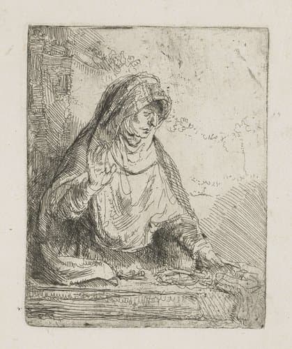 De maagd Maria met de passiewerktuigen by Rembrandt van Rijn