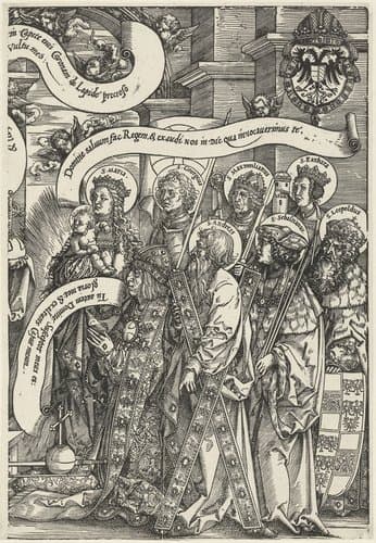 Keizer Maximiliaan I knielt voor Christus by Albrecht Dürer