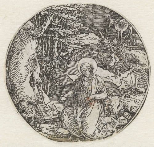 De Heilige Hiëronymus in de wildernis by Hans Springinklee