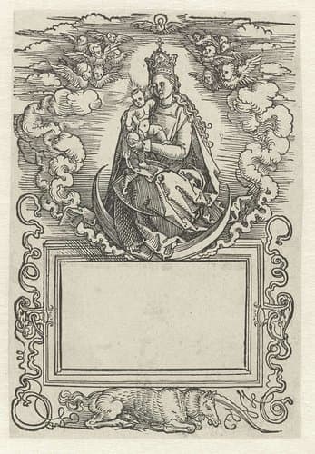 Titelblad met Maria met kind zittend op de maansikkel by Hans Springinklee
