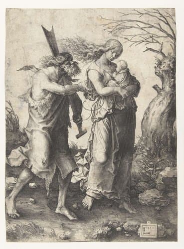Adam en Eva na de verdrijving uit het paradijs by Lucas van Leyden