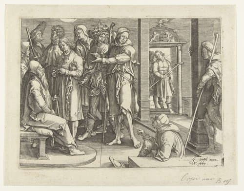 Jozef vertelt zijn dromen aan Jacob by Jan Harmensz. Muller