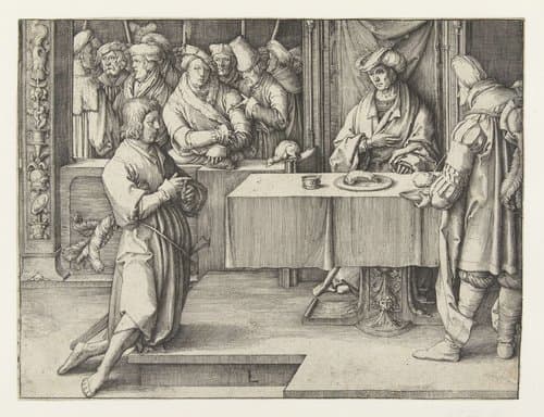 Jozef verklaart de dromen van Farao by Lucas van Leyden