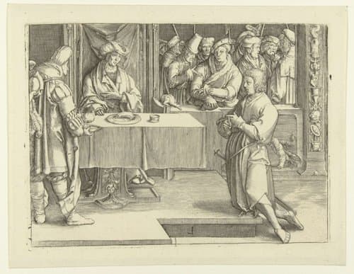 Jozef verklaart de dromen van Farao by Jan Harmensz. Muller