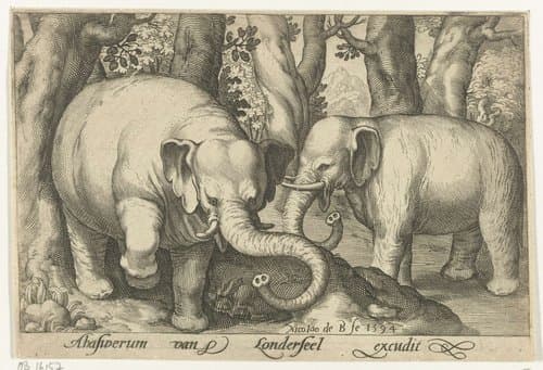 Twee olifanten by Nicolaes de Bruyn