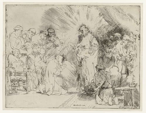 Christus verschijnt aan de apostelen by Rembrandt van Rijn
