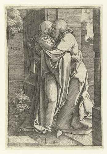 Ontmoeting bij de gouden poort by Lucas van Leyden