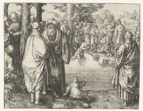 Doop van Christus in de Jordaan by Lucas van Leyden
