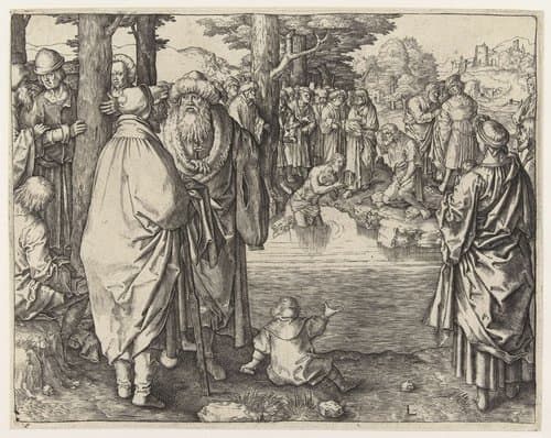 De doop van Christus in de Jordaan by Lucas van Leyden
