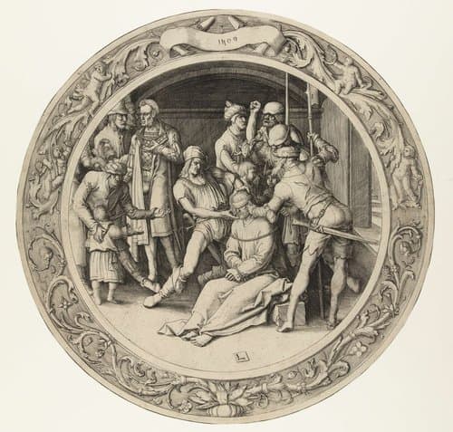 De bespotting van Christus by Lucas van Leyden