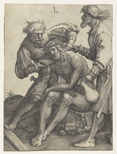 Soldaten geven Christus te drinken by Lucas van Leyden