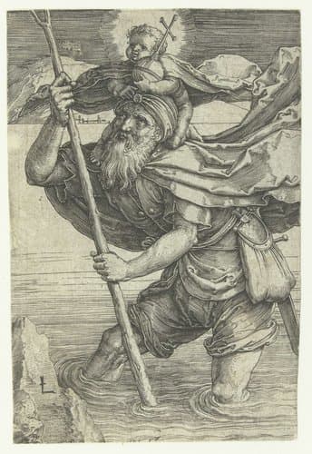 De heilige Christoffel by Lucas van Leyden