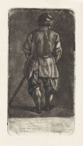 Man met stok by Abraham Delfos