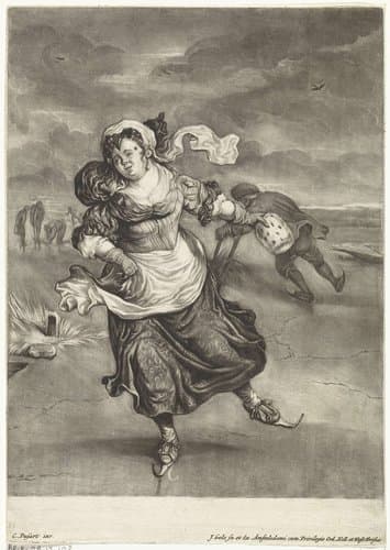 Schaatsende vrouw by Jacob Gole