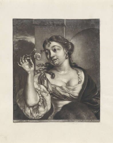 Vrouw met een roos by Willem Verschuring
