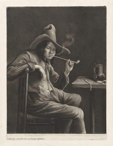 De Reuk: pijprokende man by Jacob Gole