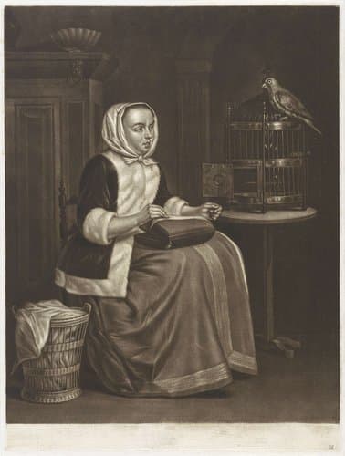 Vrouw en een papegaai by John Greenwood