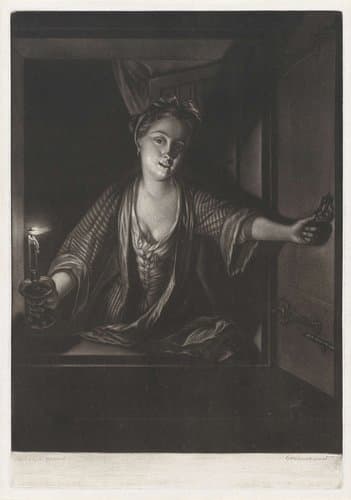 Meisje met blaker bij een open raam by John Greenwood