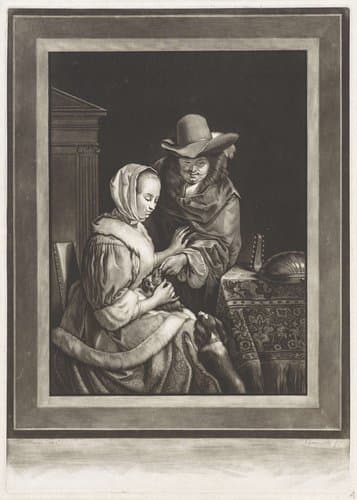 Een man en een vrouw met twee honden by John Greenwood