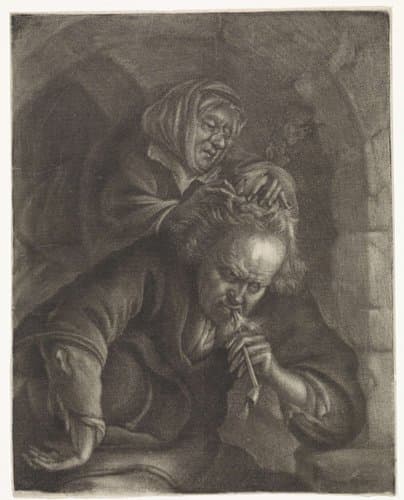 Een vrouw luist een man by Johannes de Groot (II)