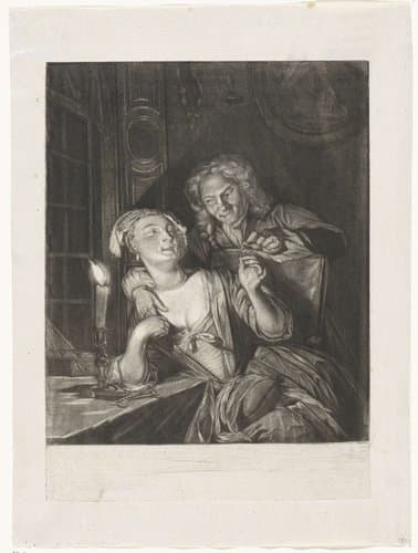 Man en vrouw met naald en draad by Gerard van Haeften