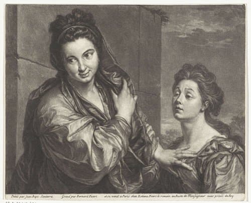 Twee vrouwen bij een muur
