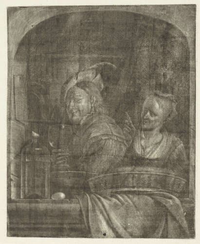 Man en vrouw in een venster by Aert Schouman