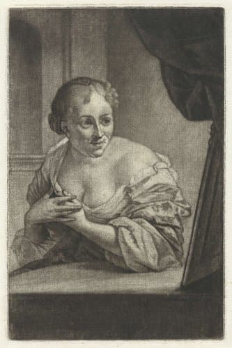 Vrouw voor een spiegel by Aert Schouman