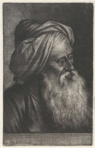 Buste van een man met tulband by Aert Schouman