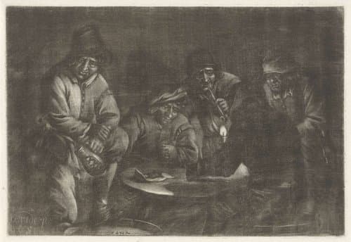 Vijf mannen bij kaarslicht by Jan van Somer