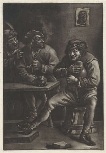 Drie mannen in een herberg by Jan van Somer
