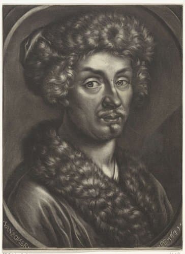 Portret van een man met een bontmuts by Jan van Somer